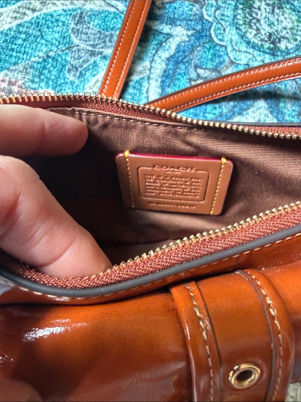 Women's coach cinnamon Leather Crossbody Bag with Front Buckle Pocket - Picture 10 of 16
